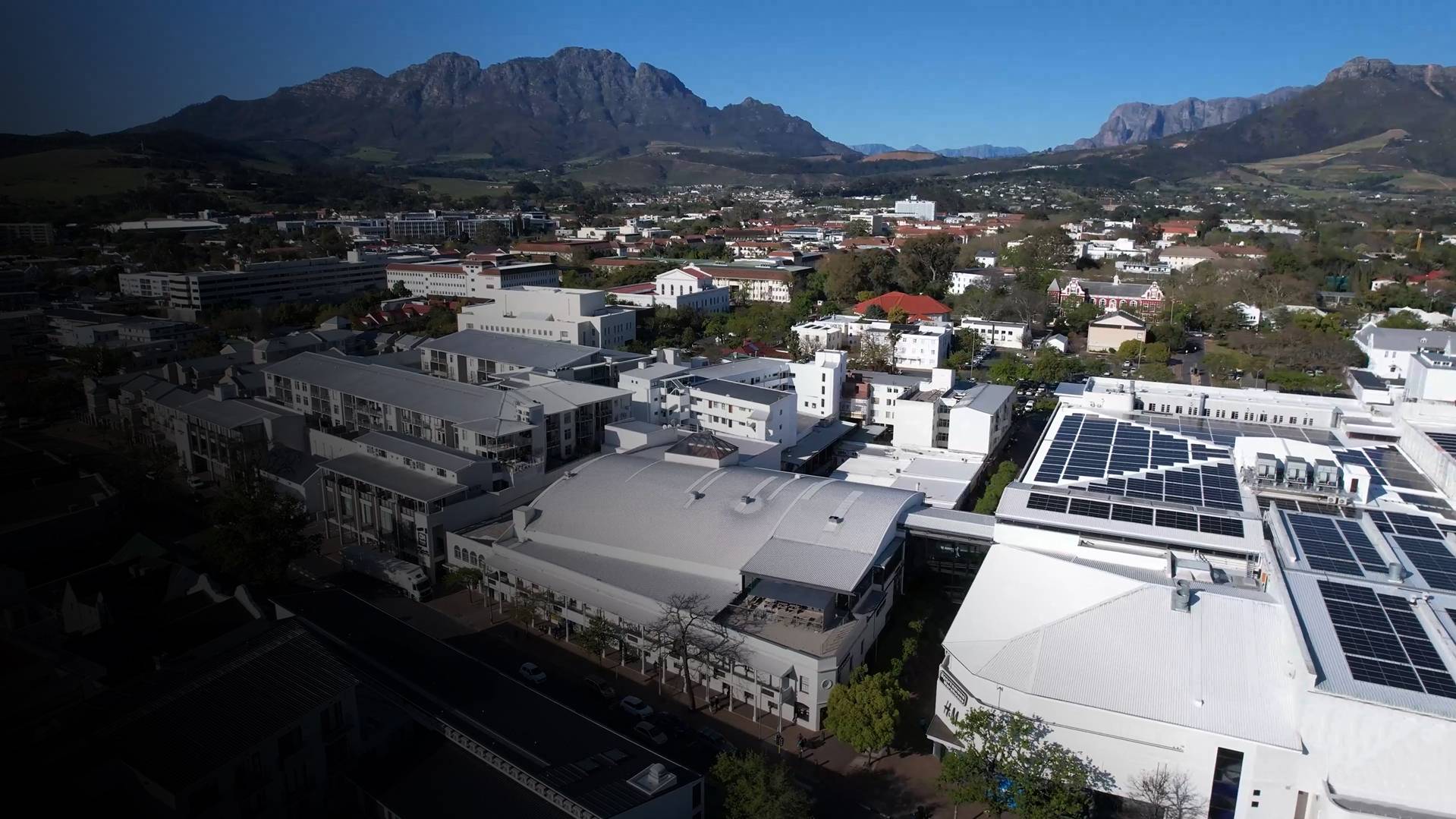 Aerial view of Eikestad Mall and Stellenbosch